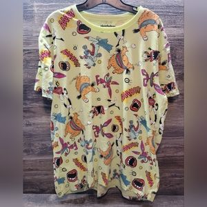 NICKELODEON RUGRATS MEN'S ALL THAT, ARNOLD, MULTI ALL OVERPRINT T-SHIRT SIZE L